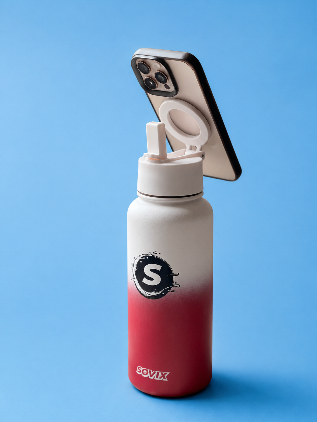 SOVIX 950ML Magnetic Phone Holder Water Bottle